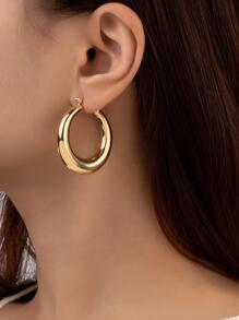 1 đôi bông tai dạng vòng tối giản thời trang dành cho nữ để làm quà tặng - Vàng - Xem 1