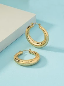 1 đôi bông tai dạng vòng tối giản thời trang dành cho nữ để làm quà tặng - Vàng - Xem 4