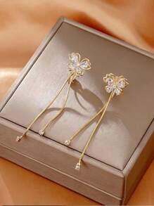 1 cặp Khuyên tai thời trang đính đá & bướm trang trí cho phụ nữ để làm quà tặng - Vàng - Xem 2