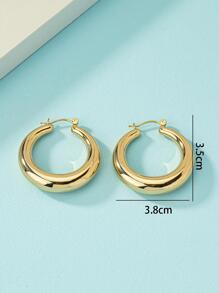 1 đôi bông tai dạng vòng tối giản thời trang dành cho nữ để làm quà tặng - Vàng - Xem 5