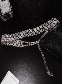 Gargantilla con diseño de diamante de imitación - Plateado - Ver 2