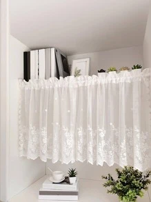 1 件白色蕾絲花朵透明窗簾,甜美浪漫聚酯纖維窗簾,適合客廳、臥室、窗戶、門裝飾 - 白色 - 查看 1