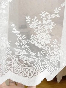 1 件白色蕾絲花朵透明窗簾,甜美浪漫聚酯纖維窗簾,適合客廳、臥室、窗戶、門裝飾 - 白色 - 查看 7