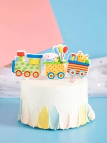 3 piezas Decoración de pastel tren diseño - Multicolor - Ver 1