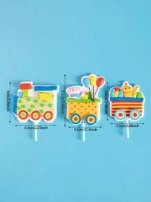 3 piezas Decoración de pastel tren diseño - Multicolor - Ver 2