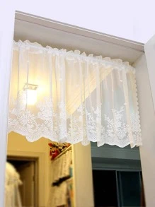 1 件白色蕾絲花朵透明窗簾,甜美浪漫聚酯纖維窗簾,適合客廳、臥室、窗戶、門裝飾 - 白色 - 查看 6