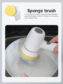 Limpiador de cepillo eléctrico multifunción 3 en 1 para fregadero de baño, cocina, ventana, automóvil con cepillo eléctrico giratorio y carga tipo C - Blanco - Ver 6