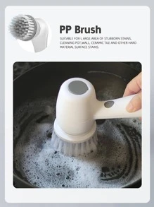 Limpiador de cepillo eléctrico multifunción 3 en 1 para fregadero de baño, cocina, ventana, automóvil con cepillo eléctrico giratorio y carga tipo C - Blanco - Ver 4