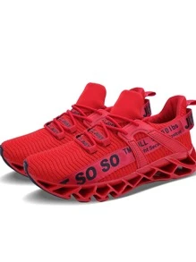 APRILSPRING Mens Athletic Shoes Running Walking Blade Tennis Sneakers - Burgundy - View 5