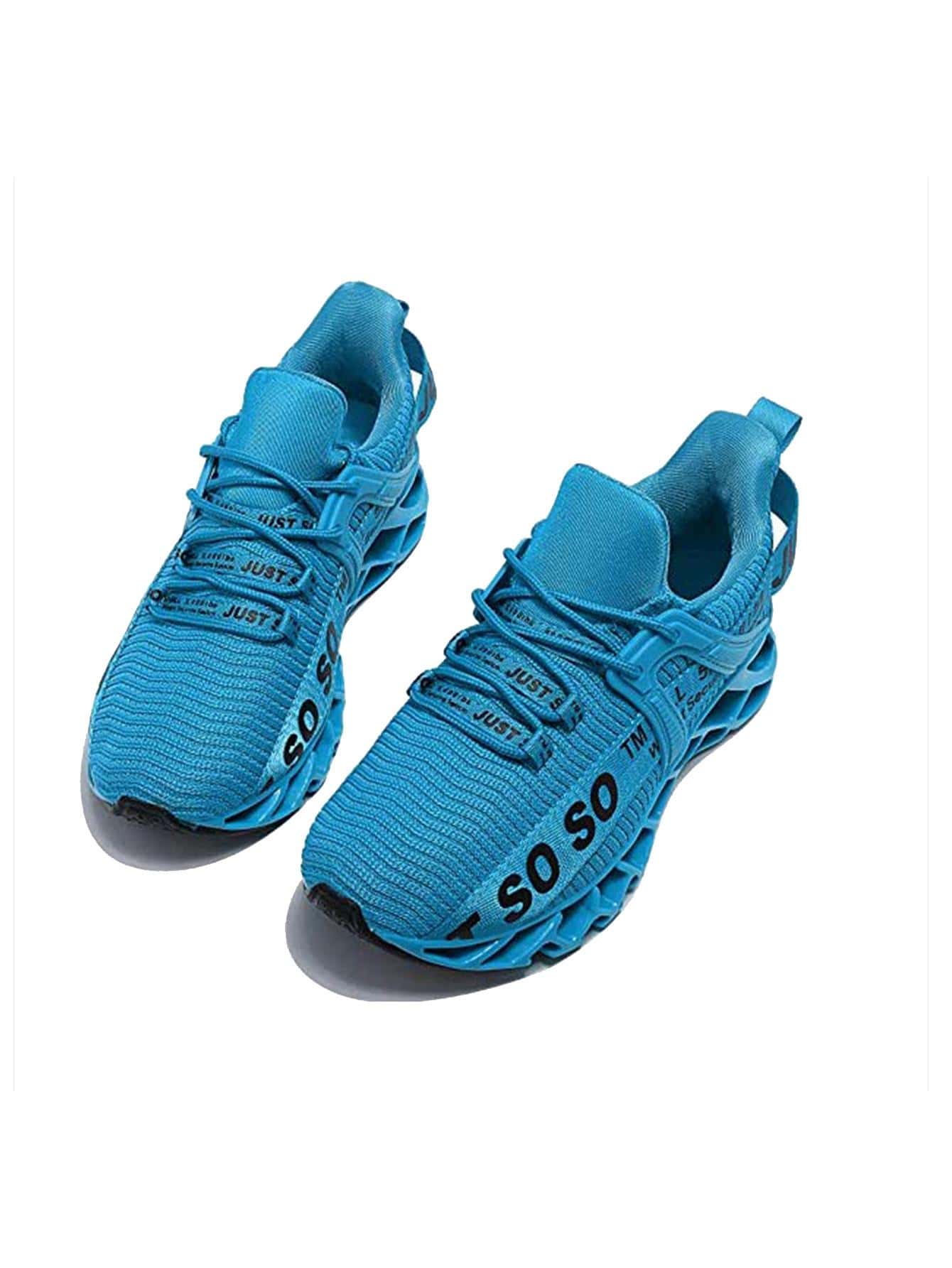 APRILSPRING Mens Sneakers Breathable Mesh Running Shoes Casual Athletic Walking Shoes Men Outdoor Sneakers - 寶藍色 - 查看 1