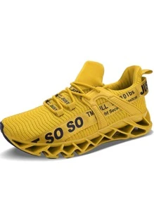 APRILSPRING Mens Athletic Shoes Running Walking Blade Tennis Sneakers - 黃色 - 查看 2