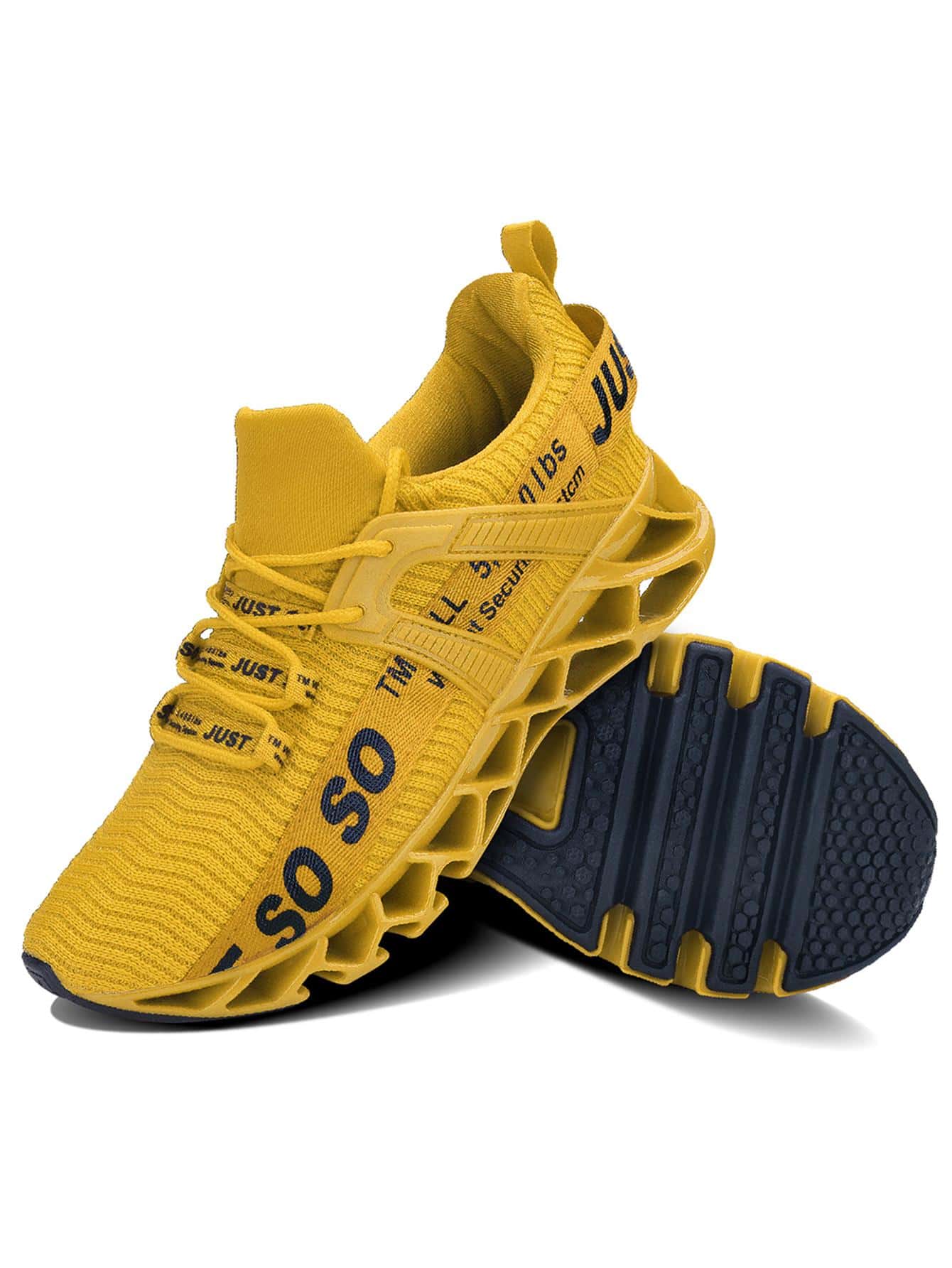 APRILSPRING Mens Athletic Shoes Running Walking Blade Tennis Sneakers - 黃色 - 查看 1