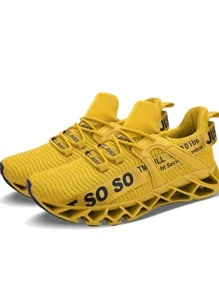 APRILSPRING Mens Athletic Shoes Running Walking Blade Tennis Sneakers - 黃色 - 查看 3