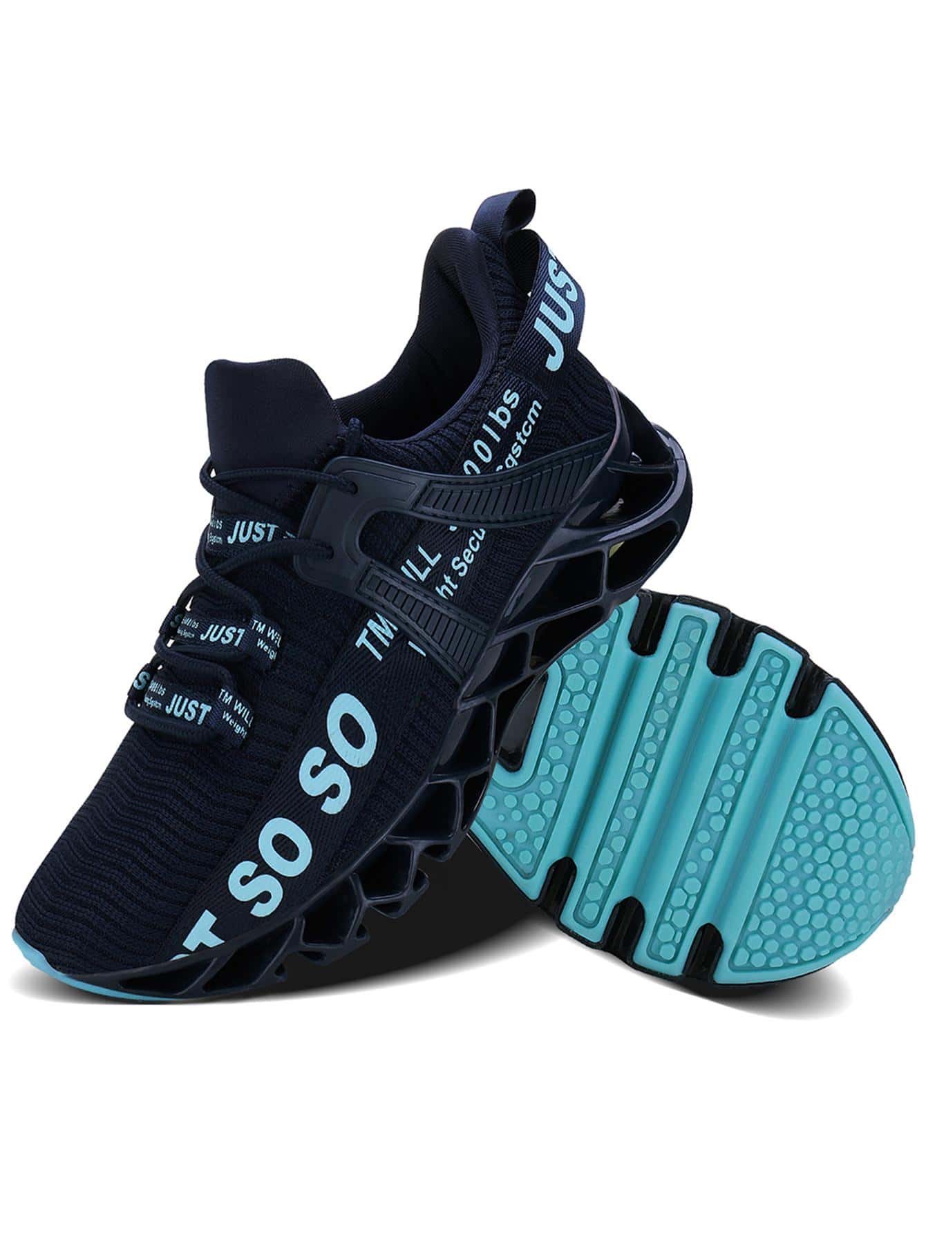 APRILSPRING Mens Athletic Shoes Running Walking Blade Tennis Sneakers - 藏蓝色 - 查看 1