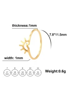 1入組時尚不銹鋼太陽裝飾戒指適合女士日常裝飾 - 金黃色 - 查看 5