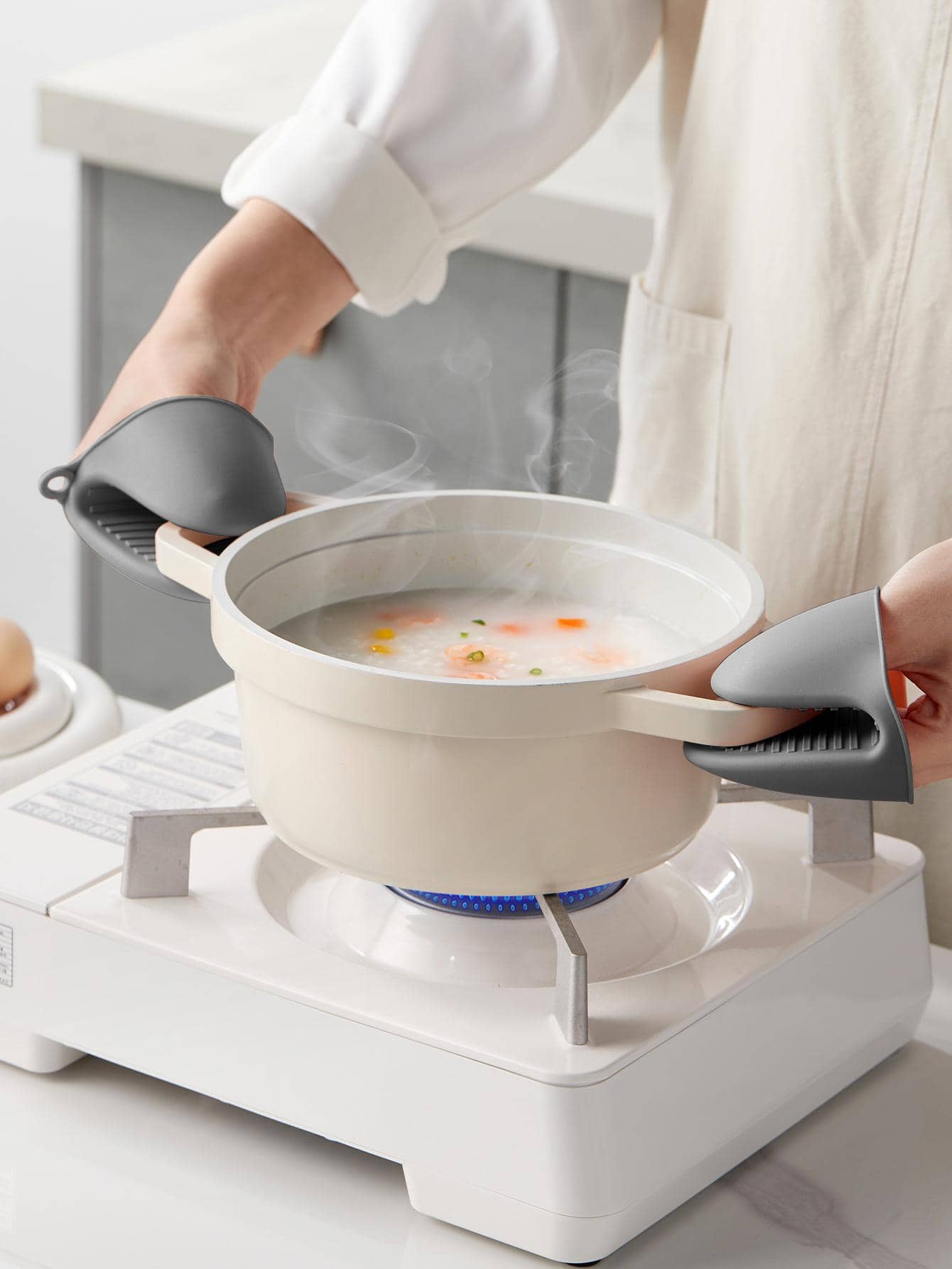 2入組素色矽膠防燙隔熱手套 - 灰色 - 查看 1