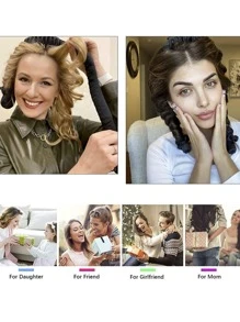 3pcs Heatless Curling Rod Headband - Baby Pink - View 6