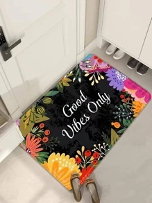 1入組花卉和字母圖案防滑門墊 - 彩色 - 查看 4