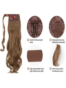 Clip In Long Body Wave Synthetic Hair Extension - Brown - View 4