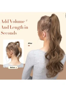 Clip In Long Body Wave Synthetic Hair Extension - Brown - View 6