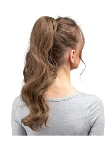 Clip In Long Body Wave Synthetic Hair Extension - Brown - View 2