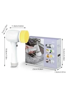 Electric Cleaning Brush 4-in-1 Cordless Handheld Kitchen Cleaner With Spin Scrubber, Rechargeable Bathroom Scrub Brush, And Shower Scrubber For Cleaning - White - View 8