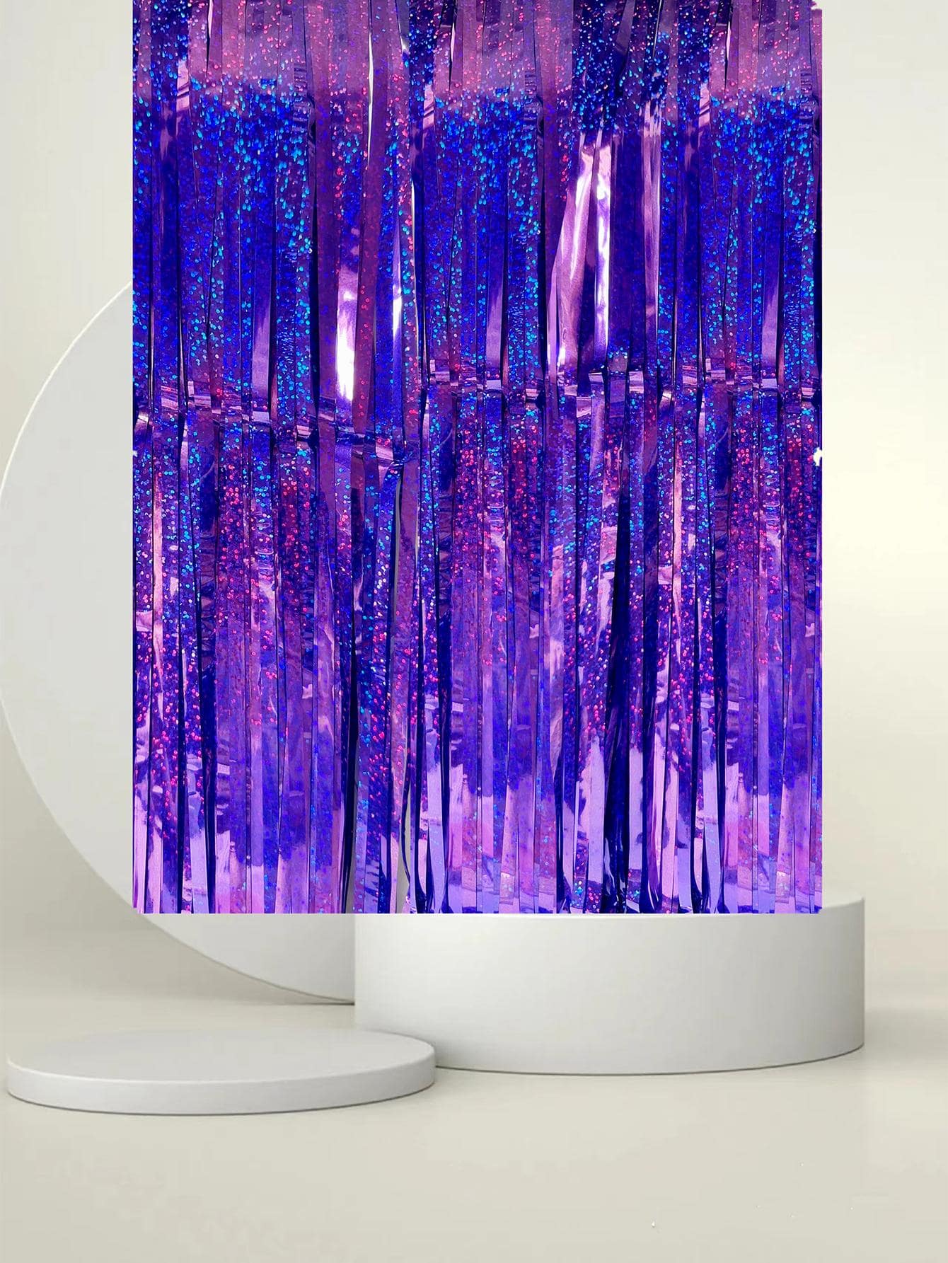 1入組素色派對裝飾流蘇窗簾 - 紫色 - 查看 1