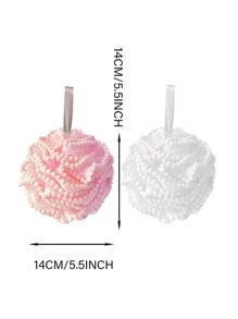 1 件 PE 沐浴泡沫球，简约纯色绒球装饰沐浴丝瓜络，适合浴室返校季
