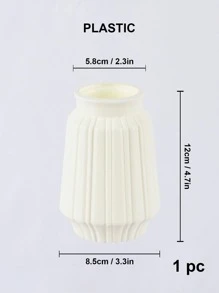 1pc Plastic Flower Vase - White - View 3