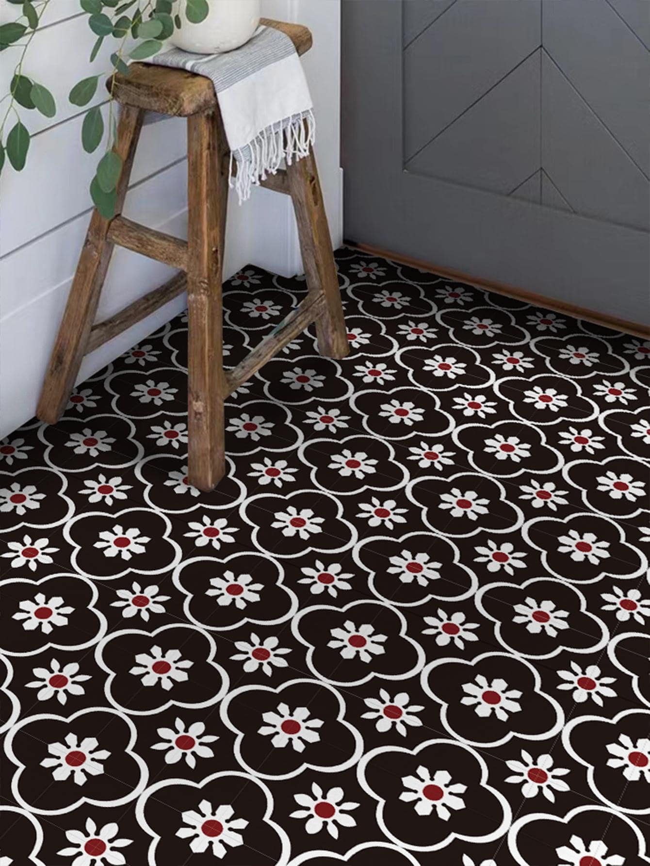 6pcs Flower Pattern Waterproof Floor Sticker Floor Tiles Flooring Floor Tiles Self Adhesive Floor Tiles Peel Stick Living Room Decor Room Decor Home Decor Kitchen - Multicolor - View 1