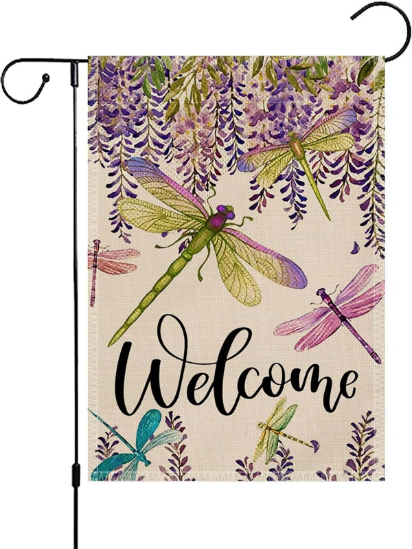 Dragonfly Print Garden Decorative Flag SHEIN USA