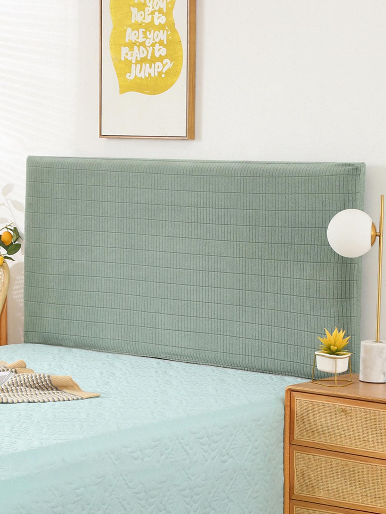 1pc Plain Bed Headboard Cover, Simple Fabric Bedside Cover For Bed - Dark Green - View 1
