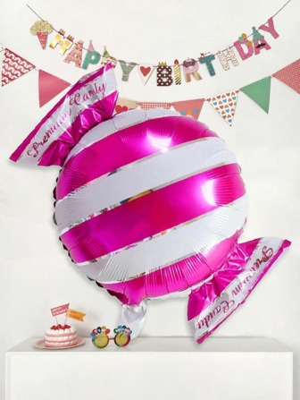 1入組創意糖果形狀字母和條紋圖案裝飾氣球適合派對