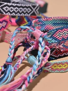 12 Cái/bộ Bohemian Bện Họa Tiết Hình Học Chuỗi Vòng Tay Dành Cho Cặp Đôi Trang Trí Hàng Ngày - Nhiều màu - Xem 6