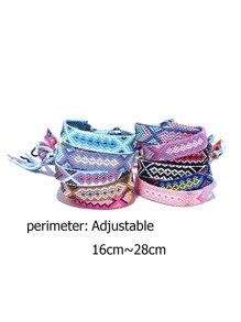 12 Cái/bộ Bohemian Bện Họa Tiết Hình Học Chuỗi Vòng Tay Dành Cho Cặp Đôi Trang Trí Hàng Ngày - Nhiều màu - Xem 7