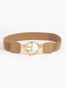 Mujer 1 pieza Cinturón elástico con hebilla OT de moda para diariamente - Caqui - Ver 1