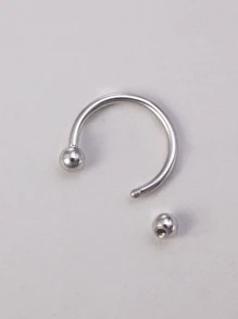 1pc Funky Stainless Steel Cubic Zirconia Decor Horseshoe Design Nose Ring For Women For Daily Decoration - Silver - View 5