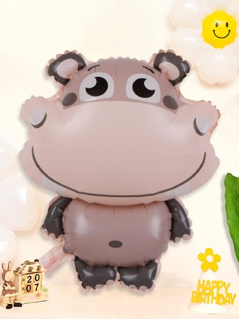 1入組卡通河馬形狀裝飾氣球