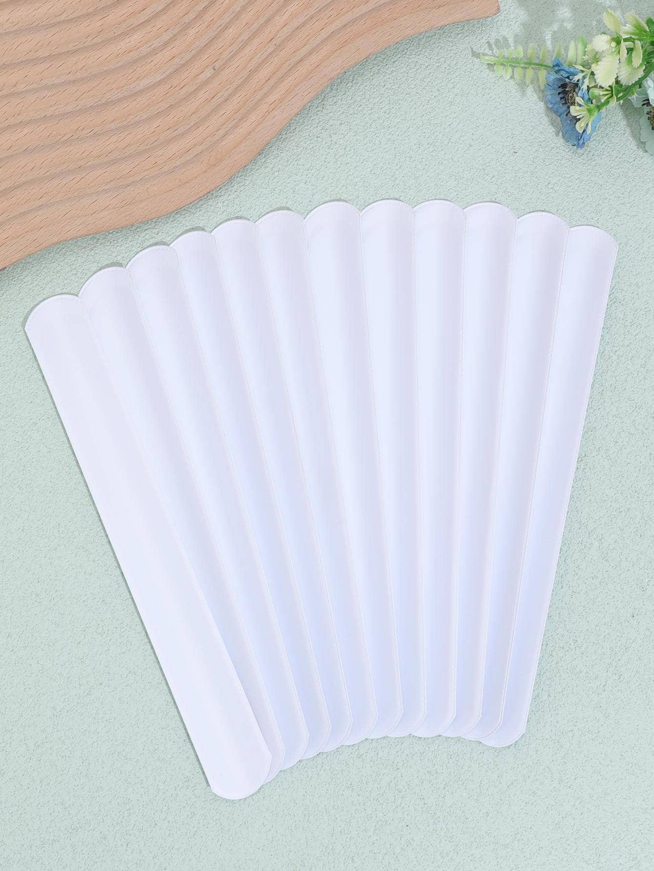 12 chiếc dây đeo cổ tay màu trơn - trắng - Xem 1