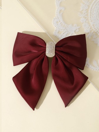 1入組女士水鑽和蝴蝶結裝飾時尚彈簧夾適用於頭髮裝飾用品