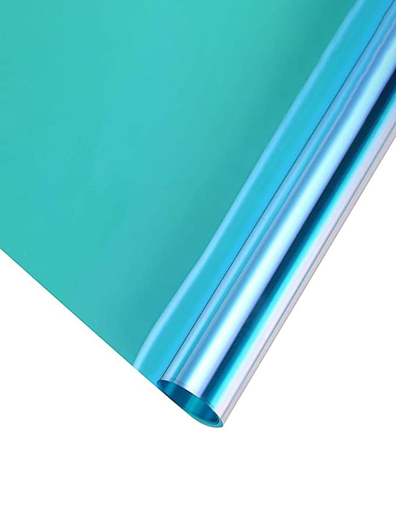 1 pieza Adhesivo de privacidad para ventana azul, adhesivo de ventana de PVC de color liso y sencillo para decoración del hogar - Celeste - Ver 1