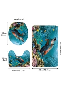 1 Vải Thảm Tắm Hiện Đại Họa Tiết Sinh Vật Biển Thấm Hút Chống Trơn Trượt Nhà Tắm Cho Phòng Tắm - Xanh đậm - Xem 7