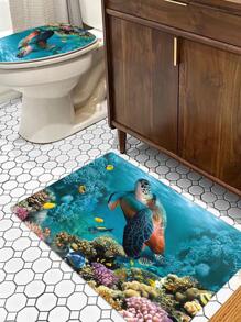 1 Vải Thảm Tắm Hiện Đại Họa Tiết Sinh Vật Biển Thấm Hút Chống Trơn Trượt Nhà Tắm Cho Phòng Tắm - Xanh đậm - Xem 2