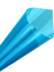 1 pieza Adhesivo de privacidad para ventana azul, adhesivo de ventana de PVC de color liso y sencillo para decoración del hogar - Celeste - Ver 3