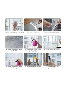 1 pieza Adhesivo de privacidad para ventana azul, adhesivo de ventana de PVC de color liso y sencillo para decoración del hogar - Celeste - Ver 5