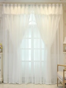 Plain Color Single Panel Curtain, Modern Polyester Double Layer Single Panel Blackout Curtain For Bedroom And Living Room - White - View 5