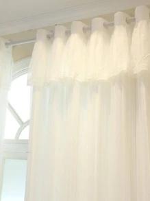 Plain Color Single Panel Curtain, Modern Polyester Double Layer Single Panel Blackout Curtain For Bedroom And Living Room - White - View 6