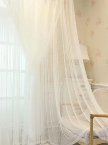 Plain Color Single Panel Curtain, Modern Polyester Double Layer Single Panel Blackout Curtain For Bedroom And Living Room - White - View 7