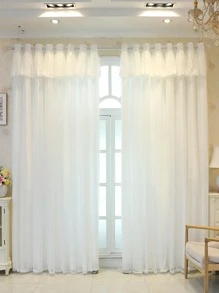 Plain Color Single Panel Curtain, Modern Polyester Double Layer Single Panel Blackout Curtain For Bedroom And Living Room - White - View 4