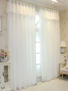 Plain Color Single Panel Curtain, Modern Polyester Double Layer Single Panel Blackout Curtain For Bedroom And Living Room - White - View 9